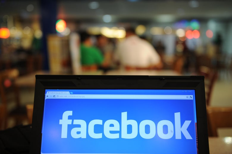 A screen with the Facebook logo open